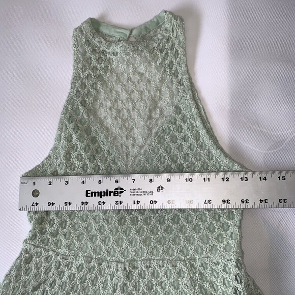 Urban Outfitters Silence Noise Romper Women S Lace Green Sheer High Neck Preppy - Picture 6 of 13